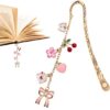 Celavoy Cute Metal Bookmark Gifts - Bow Cherry Page Marks for Women Bookish