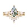 CELRAEVR 14K Gold Plated Natural Moss Agate Stackable Ring for Women (Yellow Gold, 6)