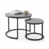 CENSI 24" Grey Faux Concrete Round Nesting Coffee Table Set of 2