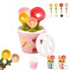 Ceramic Flower Measuring Spoons Set with Pot Base, 5 Pieces Dishwasher Safe