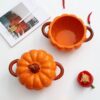 Ceramic Pumpkin Dutch Oven with Lid, Double-Ear Soup Pot, Oven Safe