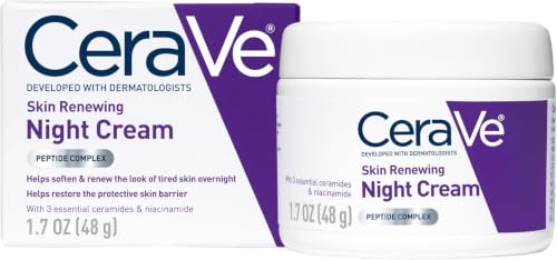 CeraVe Skin Renewing Night Cream, Niacinamide, Peptide Complex, and Hyaluronic Acid Moisturizer for Face, 1.7 Ounce, Packaging may Vary (Pack of 12)