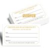 Certificate of Authenticity for Original Artwork Gold Foil 200pcs 3.5x2Inch