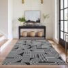 CERYUEE 3'X5' Black Abstract Rug Soft Washable Retro Boho Rug for Classroom