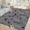 CERYUEE 4'X6' Washable Abstract Area Rug Modern Black and White Carpet