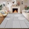 CERYUEE 5'X7' Washable Boho Living Room Rug Retro Rainbow Abstract Area Rug