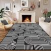 CERYUEE 5'X7' Washable Living Room Rug Office Retro Abstract Rainbow Rug