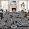 CERYUEE 6'X9' Rainbow Area Rug Soft Low Pile Abstract Black Rug for Bedroom