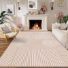 CERYUEE Washable Rug 5'X7' Abstract Line Rugs Rainbow Classroom Area Rug