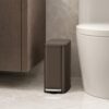 Cesun Slim Bathroom Trash Can with Lid Soft Close, 6L/1.6 Gallon Stainless Steel Small Garbage Can with Foot Pedal and Removable Inner Bucket, Slim Wastebasket for Bathroom, Office, Toilet (Brown)