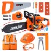 Chainsaw Toy for Kids, Pretend Play Tool Set with Safety Gear Ages 3+