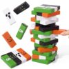 Chalyna 48 Pcs Halloween Wooden Block Stacking Game Precision Stacking Balance Challenge Toy Pumpkin Monster Ghost Black Cat Wood Blocks Halloween Party Tabletop Games Toys Gifts for Kids and Adults