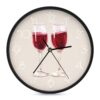 Champagne-Red-Wine-Glasses Wall Clock 9 Inch Decorative Battery Operated Silent Round for Badroom Livingroom