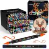 CHARSOCO 120 Colors Acrylic Paint Markers, Dual Tip, Water-Based, No Bleed