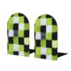 Checkerboard Animal Skin Neon Green Black Bookends