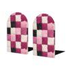Checkerboard Animal Skin Pink Black Bookends