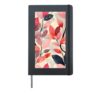 Cheery Pink and Navy Leaves Pattern Modern Spring Watercolor Hardcover Journal, Black