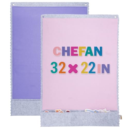 CHEFAN 2 PCS Felt Board for Toddlers Large Flannel Board for Wall, Felt Stories Learning Board with 2 Storage Pocket for Preschool Classroom and Daycare, 32 * 22 Inch, Pink and Purple