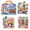 CHEFAN 4 Pack Felt Board Bible Stories Set, Flannel Board Stories Include Noah's Ark, Jonah and The Whale, David and Goliath, The Nativity of Jesus, 50 pcs Precut Flannel Graph Bible Toys for Kids