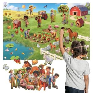 CHEFAN Farm Animals Felt Story Board, 58-Piece Farm Felt Board for Toddlers