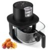 CHEFJOY Glass Air Fryer, 4.7 QT Black Air Fryer with Steam Frying Mode