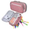 Chelory Large Capacity Pencil Case Big Pencil Bag Pouch 3 Comparments High Storage Pen Marker Cases Holder Office Desk Stationery Organizer Makeup Bag Women Men, Light Pink