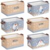 CHENGU 6 Pack Winter Storage Bin Collapsible Winter Basket for Gifts Snowman Holiday Decor Large Hot Cocoa Basket Foldable Box Storage Bags Totes with Handle for Clothes Packing Bedroom Office Home