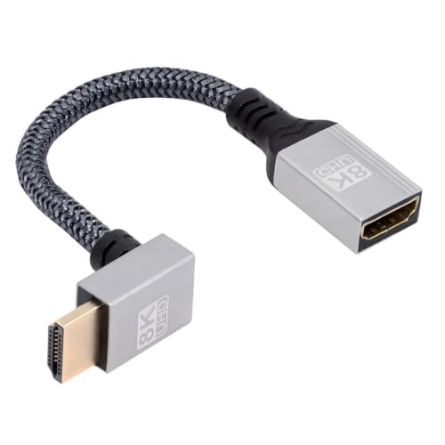 chenyang 5.91 Inch HDMI 2.1 Short Cable,HDMI Male to Female 90 Degree Down Angled 8K@60Hz 4K@120Hz 48Gbps Ultra High-Speed Gold-Plated Braided Extension Cable for TV, Monitor, Computer