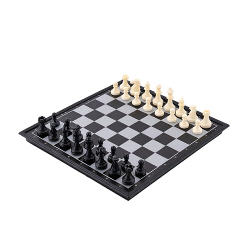 Chess Set, Large Metal-Gripping Portable Chessboard, 13 x 13 in / 33 x 33 cm, Resin Chess Pieces with Sturdy Wide Base, Storage Tube and English Manual, Exquisite Craftsmanship for Adults