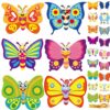 chiazllta 30 Packs Butterfly Craft Kits DIY 3D Rainbow Butterfly Ornaments Decorations Art Set Paper Stickers Arts and Crafts for Kids Spring Summer Camping Party Classroom Activities Supplies