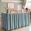 Chicplaid Teacher Desk Skirts 6 ft Retro Green Stripe Table Skirt Green Scalloped Table Skirt Back to School Supplies for Classroom Teacher Office Desk Decor