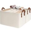 CHICVITA 30L Large Fabric Closet Bins for Shelves, 2Pack, Beige