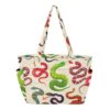 CHIFIGNO Cool Snake Beige Tote Bag Women's Quilted Large Work Handbag