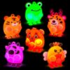 ChildFun 6 Pack Light Up Animal Suction Pop Bath Toys, No Hole Bath Toys for Toddlers, Silicone Suction Fidget Toys for Sensory Fun, Travel Toys for Kids, Airplane, Car Rides & Road Trips