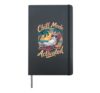chill mode activated cat with glasses on beach Hardcover Journal, Black