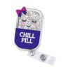 Chill Pill Medicine Bottle Badge Reel Retractable ID Clip Cute Design