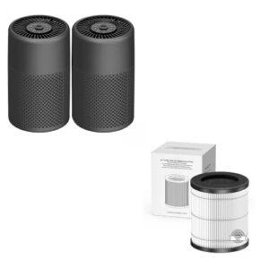 CHIVALZ 2 Pack MR2588 Air Purifiers for Bedroom Home Grey with 1 Pack Genuine CHIVALZ MR2588 Replacement Filter Original Version