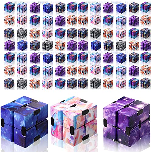 Chivao 60 Pieces Party Favors Cube Toy Cube Sensory Hand Held Block Game Sensory Gadget Gift for Anxiety Stress Relief Birthday Goodie Bag Stuffers(Starry Style)