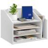 CHOEZON Wooden Desk Organizer, File Organizer with Adjustable Partitions