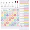 Cholemy 2 Pcs Classroom Calendar Pocket Chart with 15+1 Daily Schedule Pocket Charts Classroom Monthly Calendar Set with Reusable Cards and 5 Hangers for Home School Learning Supply(Pastel,White)