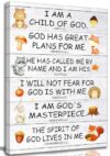 Christian Nursery Canvas Wall Art Inspiring Bible Verses Motivational Quotes kids Prayer Painting Picture Wall Decor Poster Print Artwork for Children's room Classroom Home Decoration Unframed 12"x16"