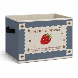 Christian Strawberry Storage Bins Box, Faith Collapsible Organizer Basket