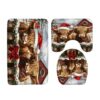 Christmas Highland Cow Bath Mat 3PCS Set,47.2Wx23.6H