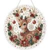 Christmas Pearl Diamond Painting Suncatcher Kit, DIY Craft (#A, 8in) | Pre-Assembled Metal Chain, Acrylic Round Board with Lace Edge, 3D Mixed-Sized Pearl Beads Craft, Festive Window Wall Decor