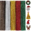 Christmas Pipe Cleaners, 500PCS Glitter Pipe Cleaner Crafts, Chenille Stems