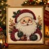 Christmas Santa Bead Embroidery Kit, DIY Diamond Painting Wall Art, Holiday Craft Gift for Adults Kids Beginners