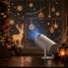 Christmas Window Projector, Snowy Window Projector for Christmas Decorations, Native 1080P Smart Mini Projector with 4K Support, WiFi 6, Bluetooth 5.0, 180° Adjustable Stand with Auto Keystone