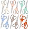 Chumia 12 Pack Scissors Bulk with OPP Bag and Scissor Tip Cover, Sewing Craft Scissors 8'' Multipurpose Heavy Duty Sharp Scissor Stainless Steel Shear for Office Home Right/Left Handle (Morandi)