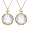 Chunful 2 Pcs 10X Magnifying Glass Necklace for Women Reading Magnifying Glasses Pendant Necklace with Chain for Library, Reading, Zooming and Jewelry (Gold)