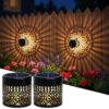 CHYGRON Solar Fence Lights Metal Solar Powered Outdoor Wall Deck Step Lights Mandala Theme Waterproof Fence Light for Garden Post Patio Backyard Yard Decor, Gardening Gifts for Women Mom Grandma